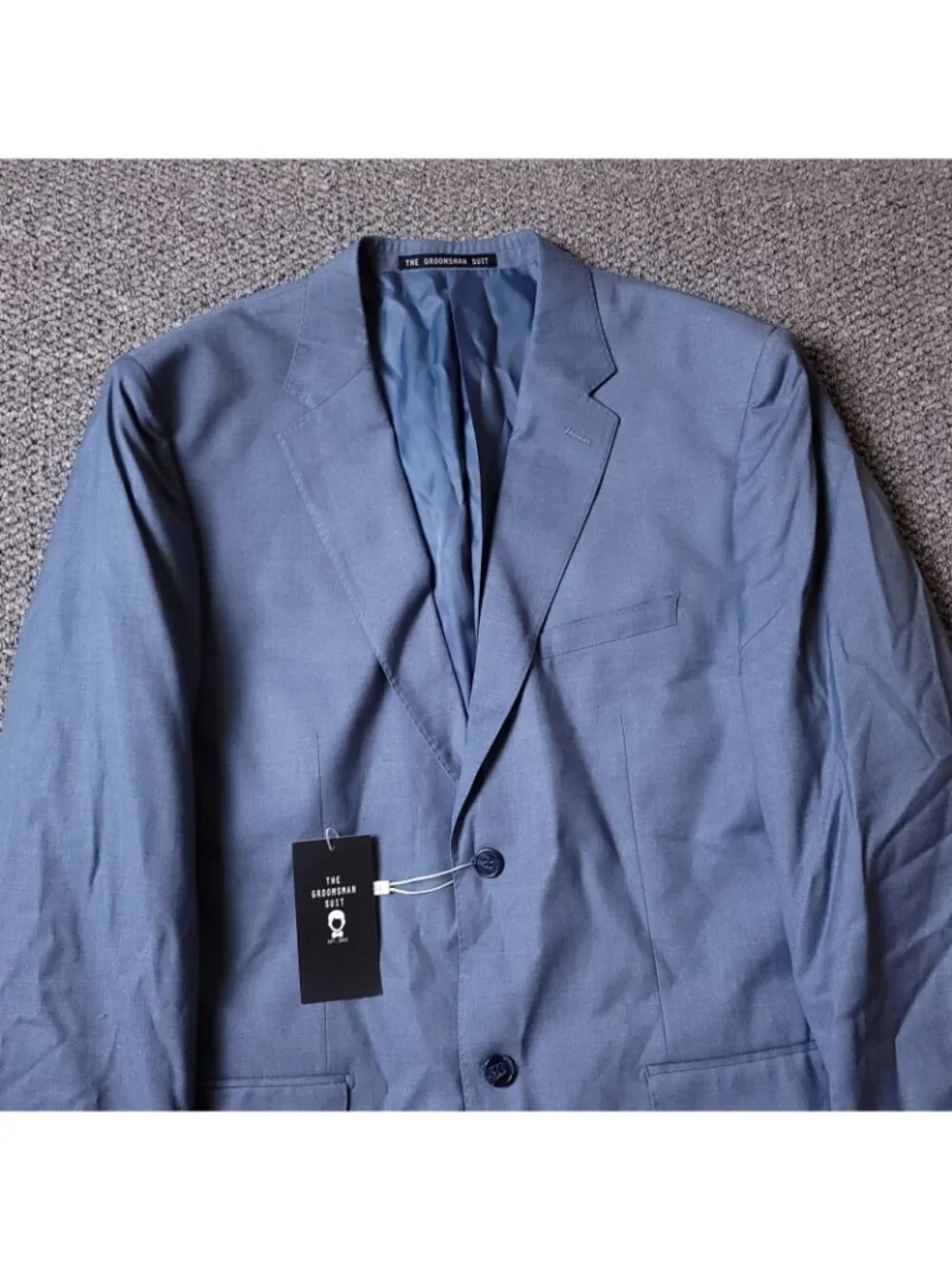 The Groomsman Suit Blazer Mens 44R Modern Fit Light Blue Jacket Supply